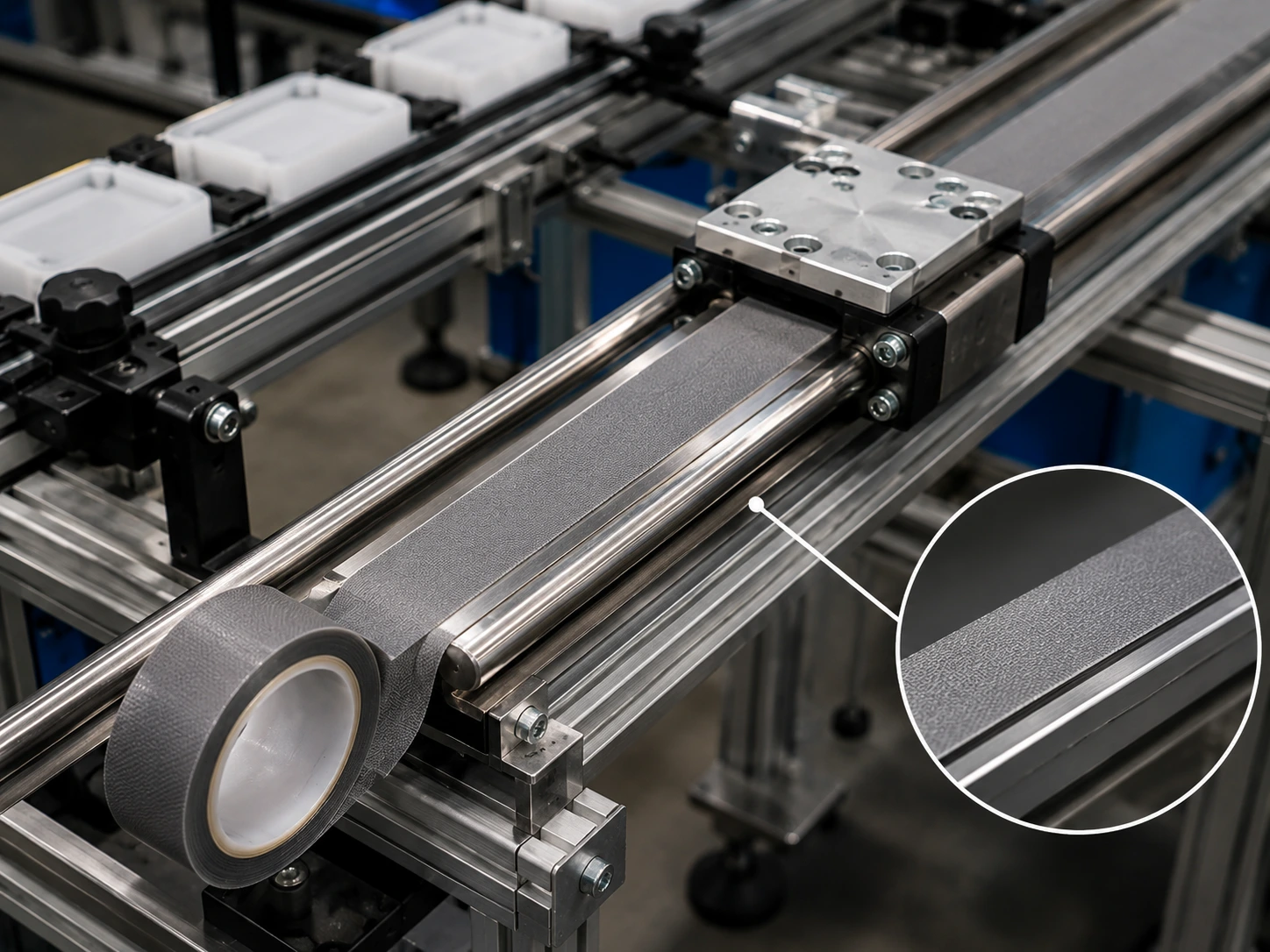 Revêtement de glissières rails et guidages avec ruban PTFE