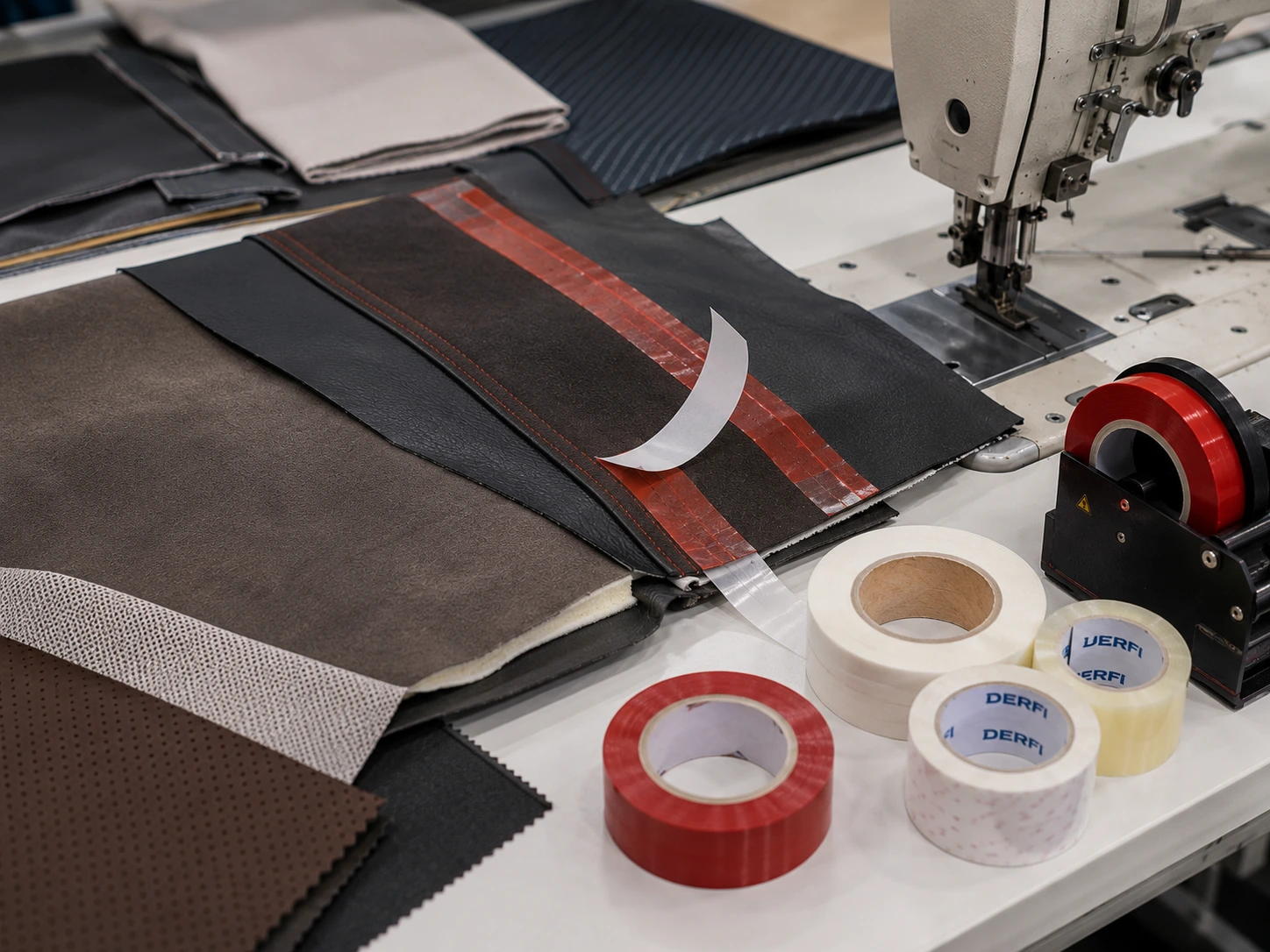 Jonction de cuir textile ou matériaux souples avant couture