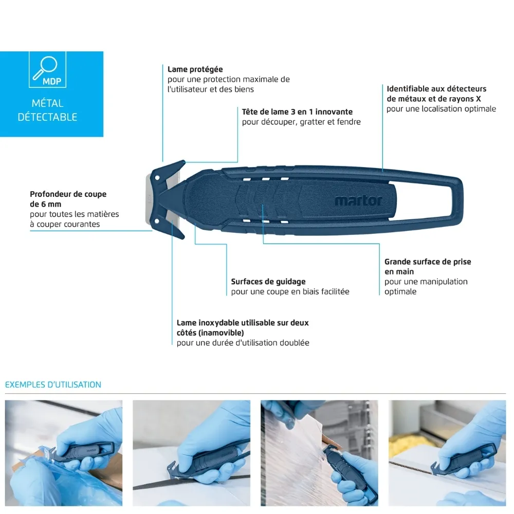 Détail du cutter SECUMAX 150 avec tête de lame 3 en 1