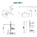 Plan technique coté avec plusieurs vues de la machine, support bobine, zone de distribution et diamètre de rouleau 300 mm