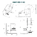 Plan technique complet du DWR100-F-BC avec vues cotées, hauteur, largeur et diamètre maximal de bobine