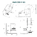 Plan technique de la version 200 mm complète, avec vues cotées, support bobine et zone de distribution