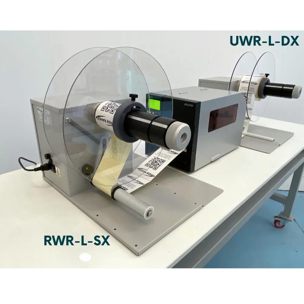Ligne d’impression avec RWR-L-SX, imprimante et UWR-L-DX pour étiquettes QR code