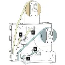 Schéma de passage des étiquettes et du liner sur le distributeur DD01