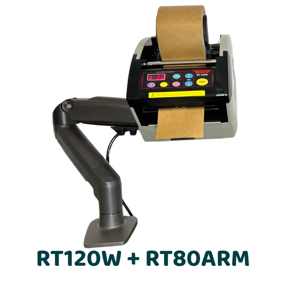 RT120W monté sur bras articulé RT80ARM pour rubans adhésifs larges