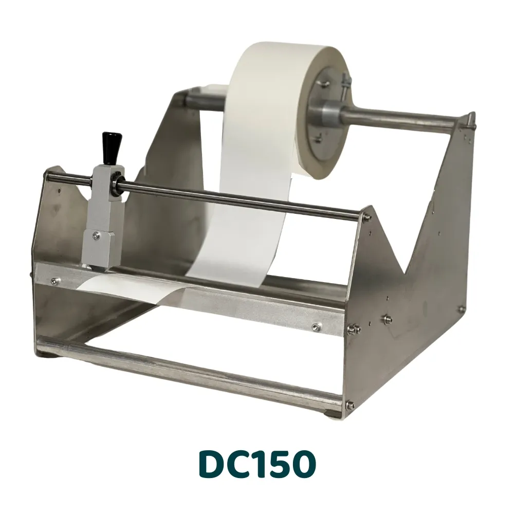 DC - Dispensador de cinta de acero inoxidable con cortador seguro para cintas anchas