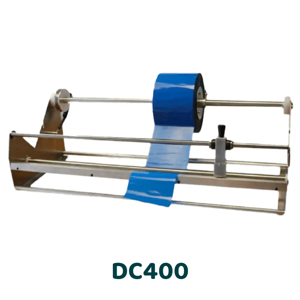 DC - Dispenser di nastro adesivo in acciaio inox con taglierina di sicurezza per nastri di grandi dimensioni